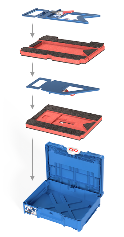 The Dual FoamPac Systainer Insert protects both your GRS-16 and GRS-16 PE guide rails at the same time!
